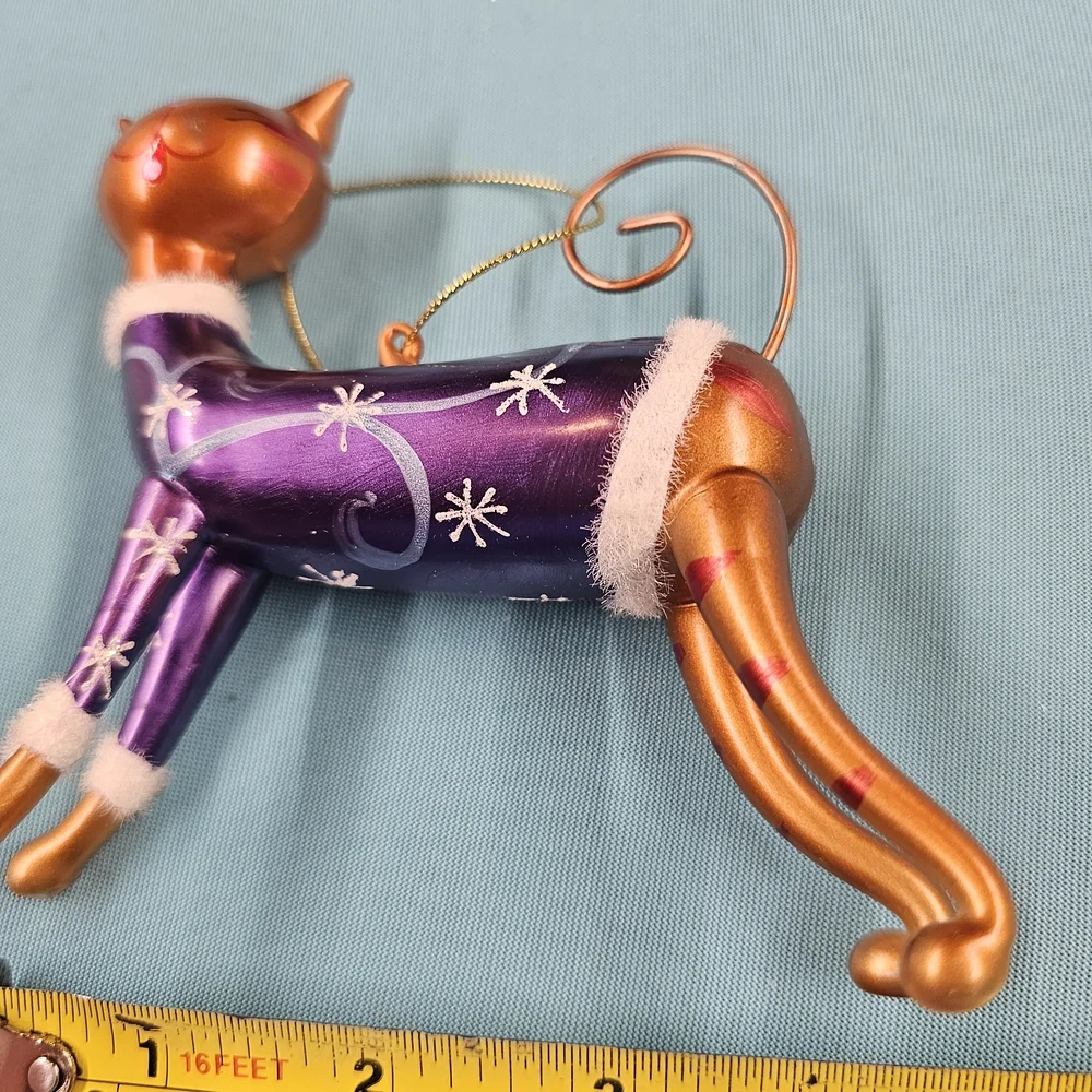 Whimsical Purple and Brown Cat Figurine